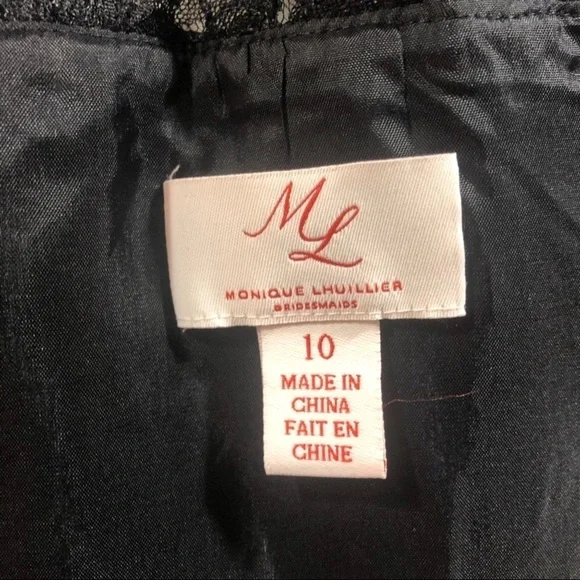 Monique Lhuillier One Shoulder Fit & Flare Cocktail Dress Black Size 10 - Picture 12 of 14